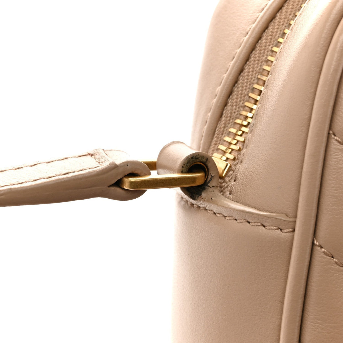Saint Laurent Calfskin Matelasse Lou Camera Bag Dark Beige