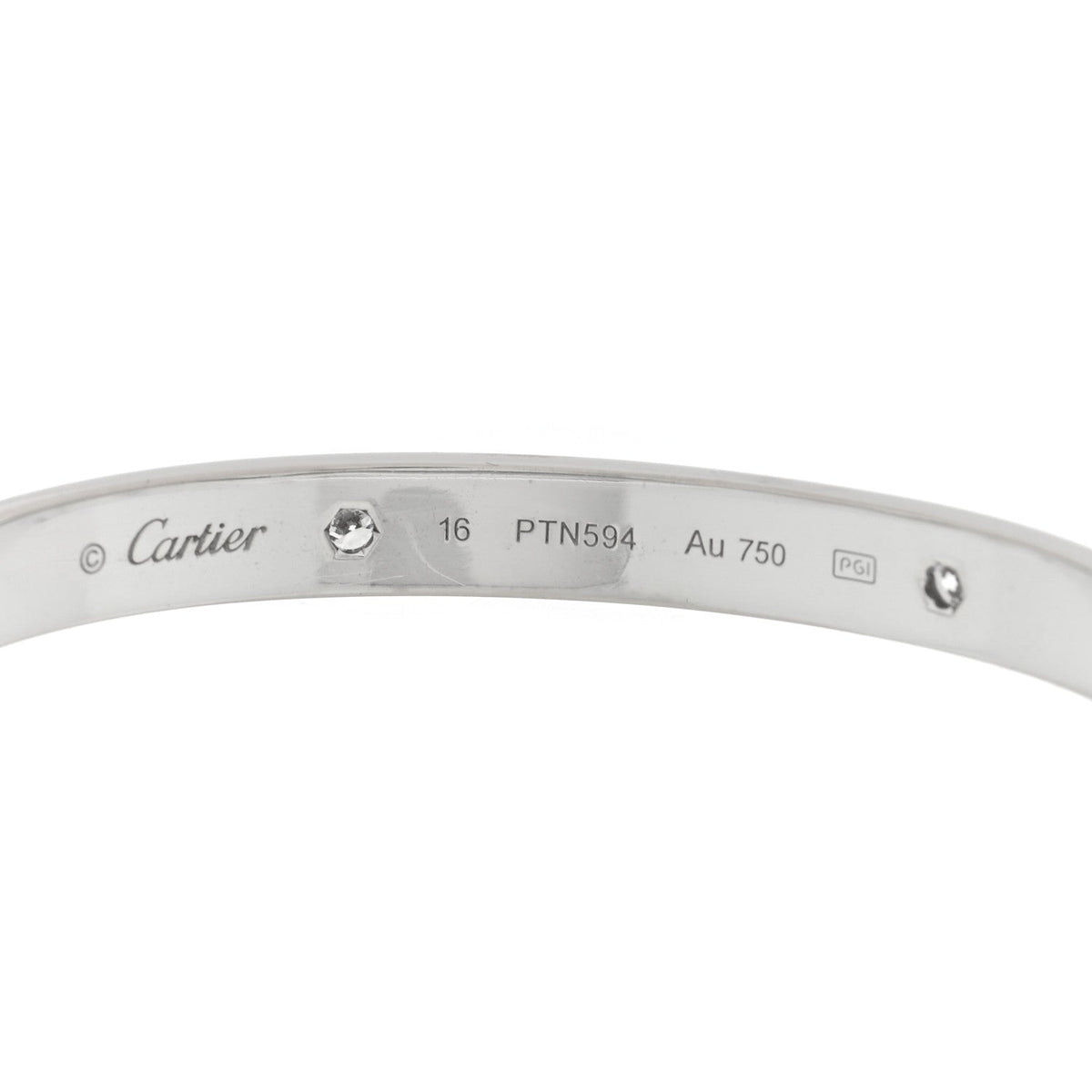 Cartier 18K White Gold 4 Diamond LOVE Bracelet 16