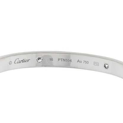 Cartier 18K White Gold 4 Diamond LOVE Bracelet 16