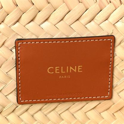 Celine Raffia Calfskin Triomphe Medium Panier Tan