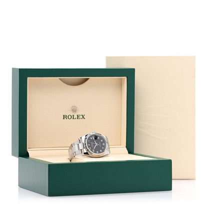 Rolex Stainless Steel 18K White Gold 36mm Datejust Watch Black 116234