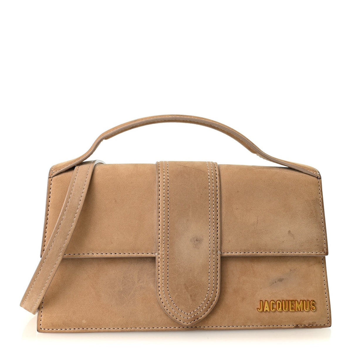 Jacquemus Nubuck Le Grand Bambino Shoulder Bag Dark Beige