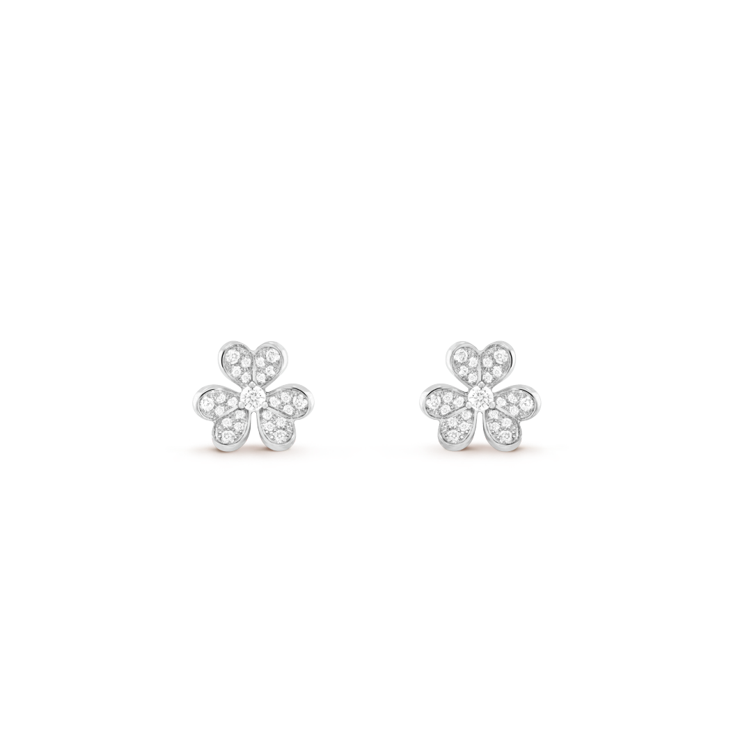 18K Gold Diamond VCA Frivole Mini Earrings