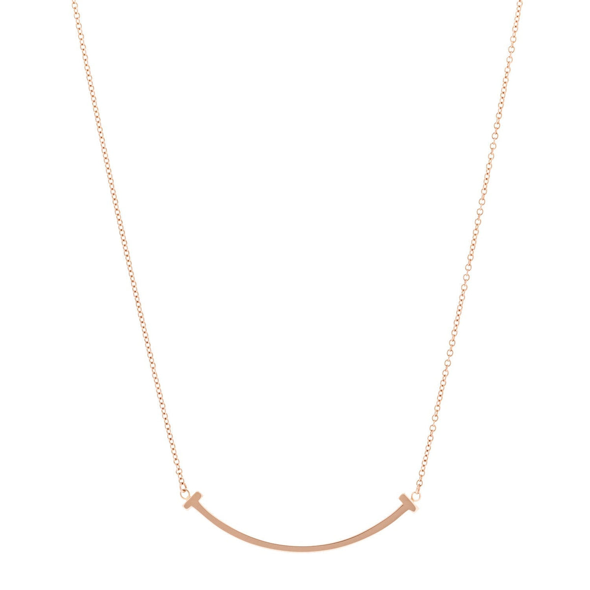 Tiffany 18K Rose Gold T Smile Pendant Necklace 43.8cm