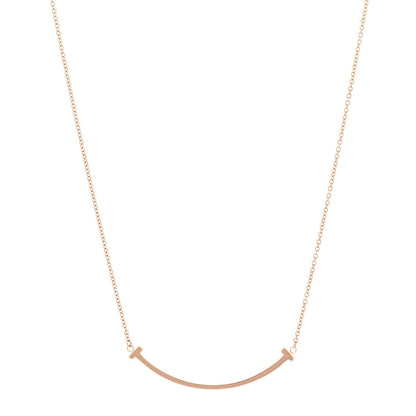 Tiffany 18K Rose Gold T Smile Pendant Necklace 43.8cm