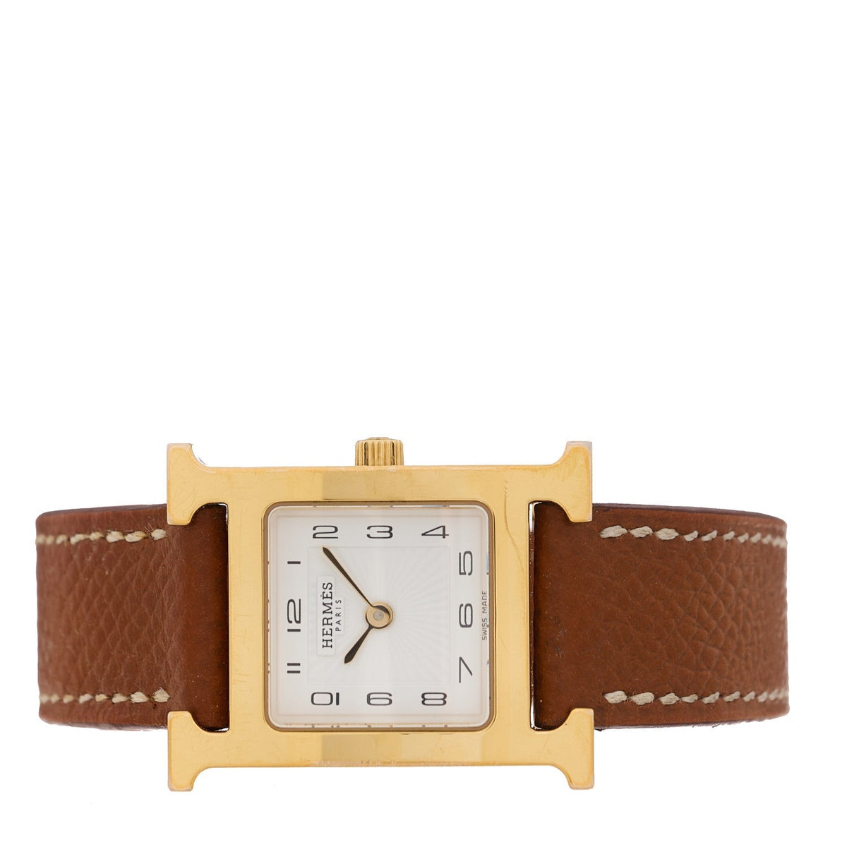 Hermes Stainless Steel Epsom 21mm Heure H Watch Gold