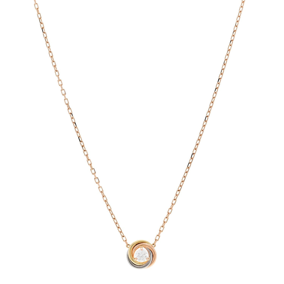 Cartier 18K Tricolor Gold Diamond Trinity De Cartier Pendant Necklace