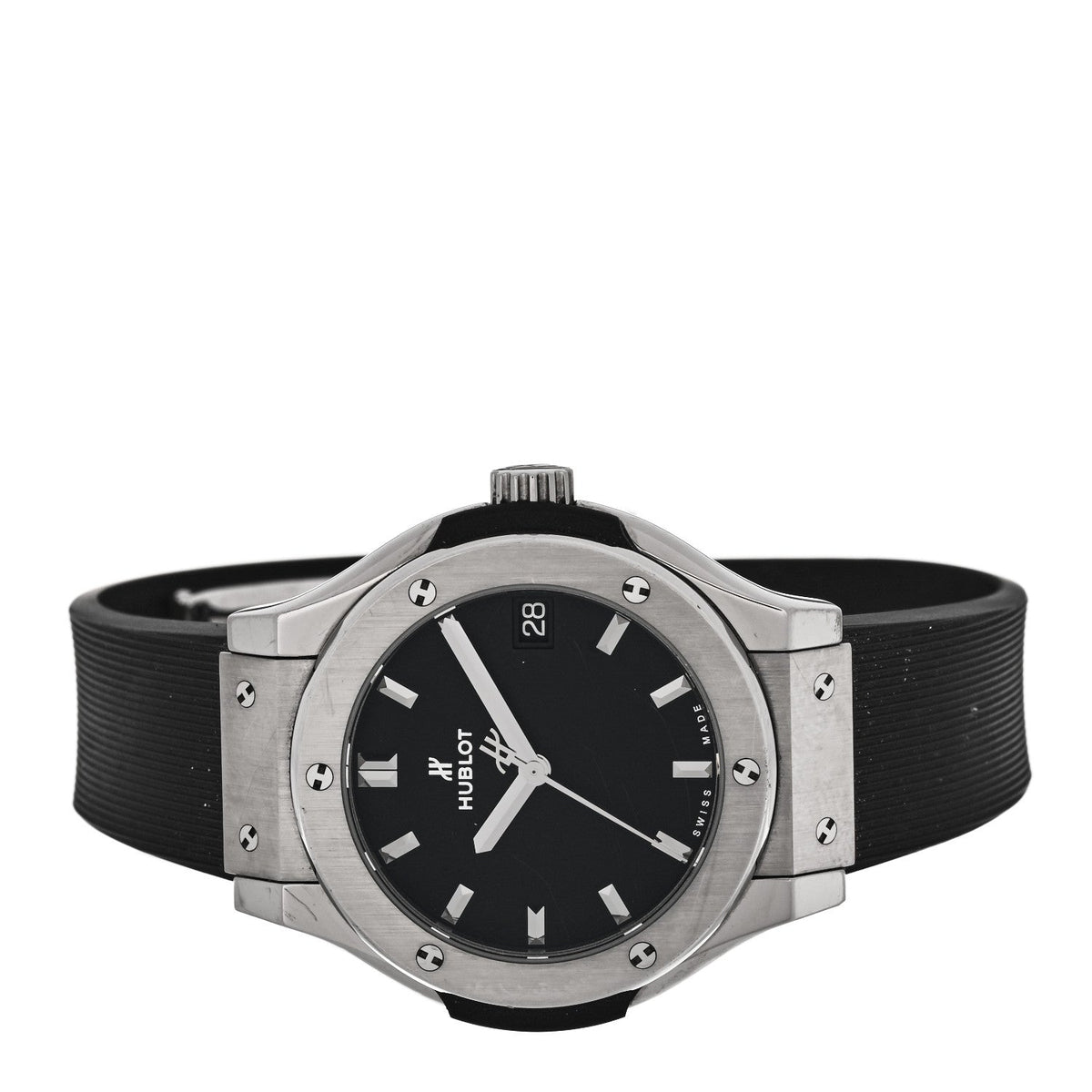 Hublot Titanium Rubber 33mm Classic Fusion Quartz Watch Black 581.NX.1171.RX