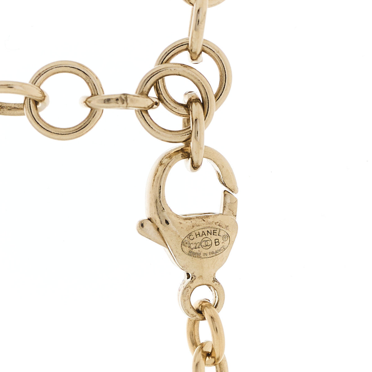 Chanel Crystal CC Pendant Choker Gold Pink