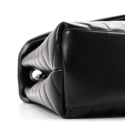 Saint Laurent Calfskin Y Quilted Monogram Medium Loulou Chain Satchel Black
