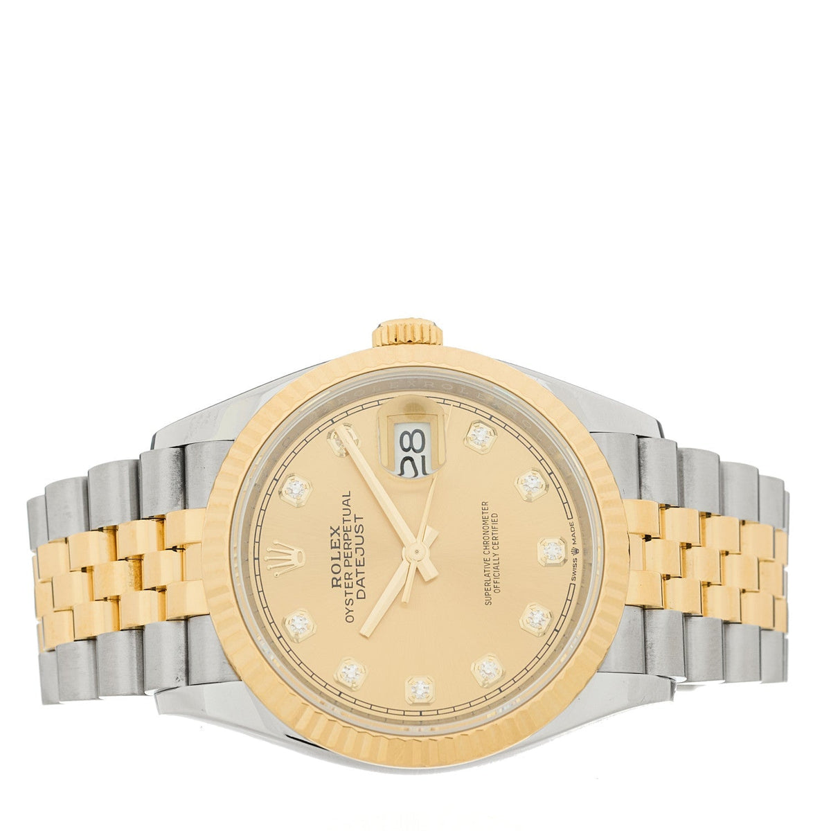 Rolex Stainless Steel 18K Yellow Gold 36mm Datejust Watch Champagne 126233