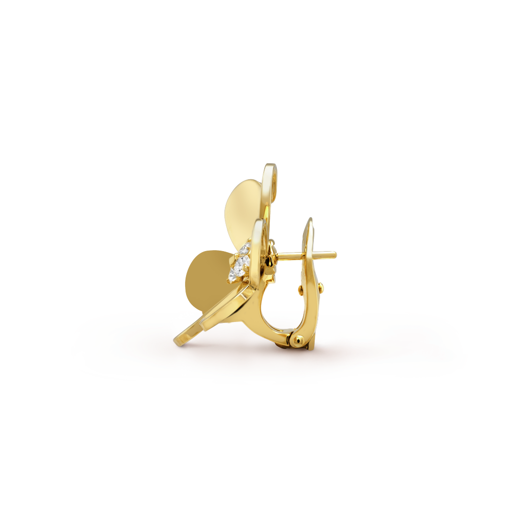 18K Gold Diamond VCA Frivole Large Earrings