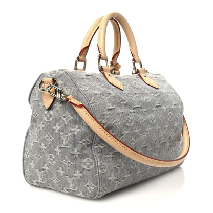 Louis Vuitton Monogram Denim Speedy Soft 30 Washed Gray
