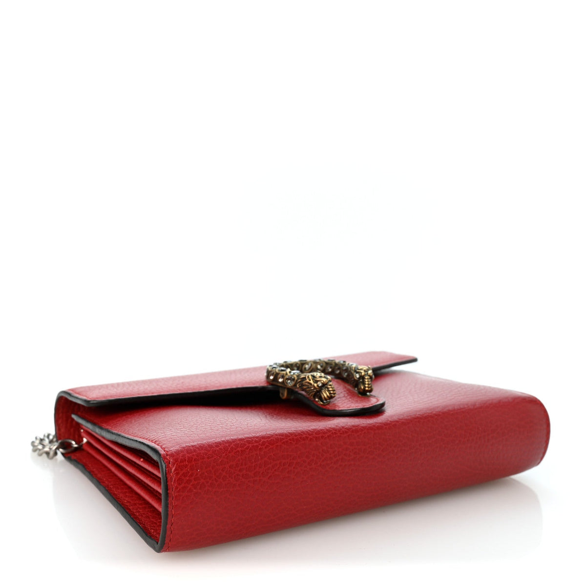 Gucci Calfskin Mini Dionysus Chain Wallet Hibiscus Red