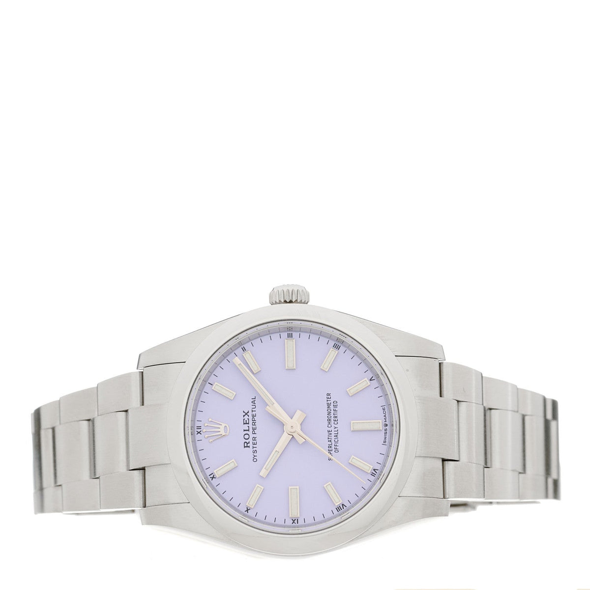Rolex Stainless Steel 34mm Oyster Perpetual Watch Lavender