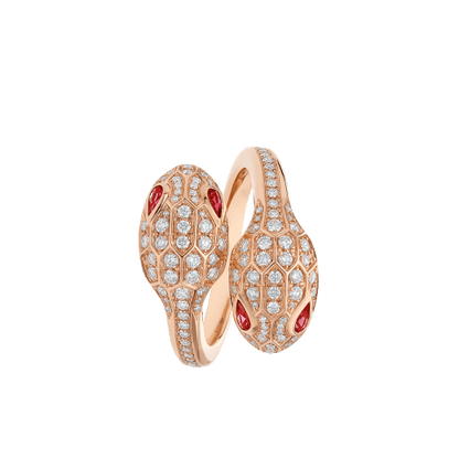 18K Rose Gold Diamonds BVLGARI Serpenti Seduttori Ring