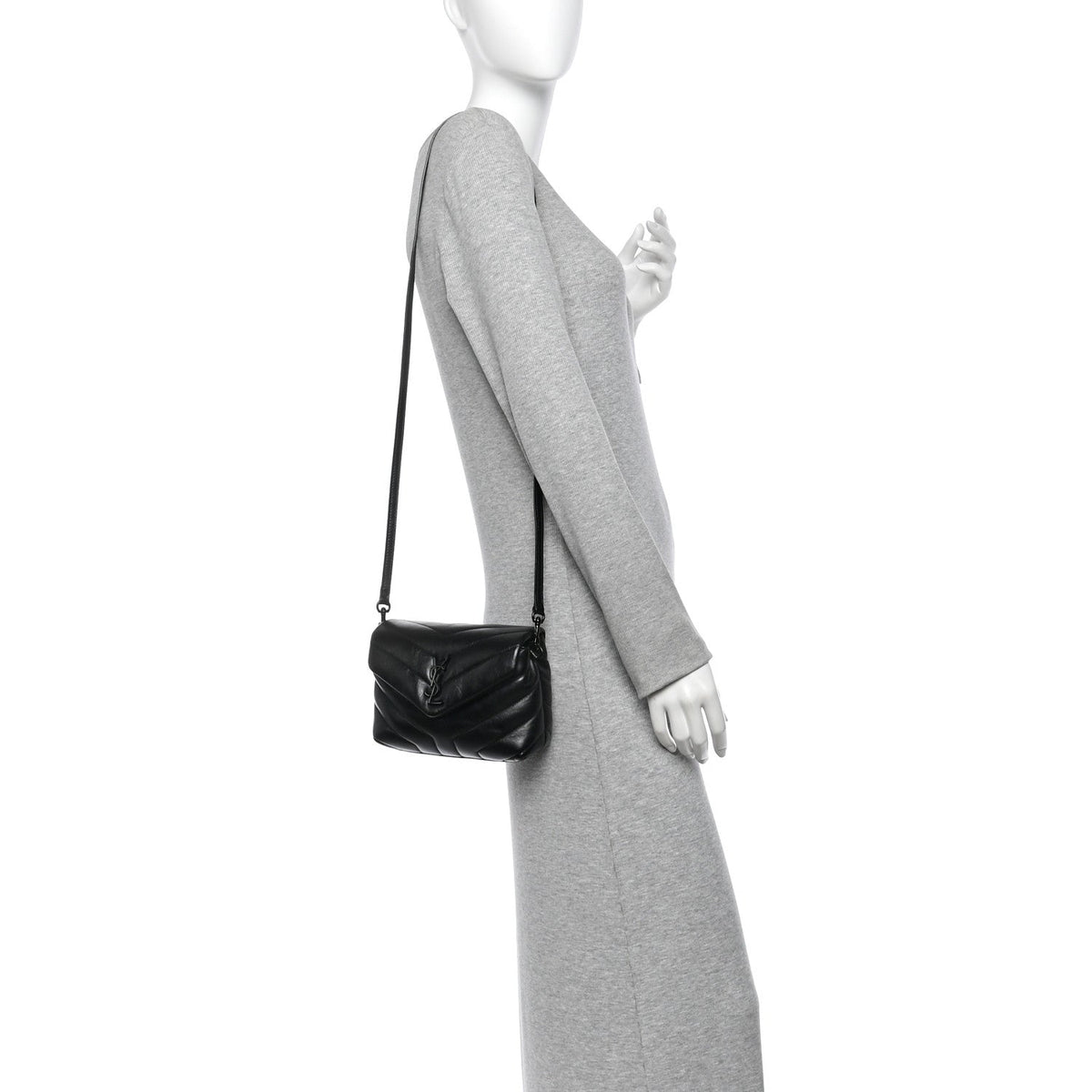Saint Laurent Calfskin Toy Loulou Crossbody Bag Black