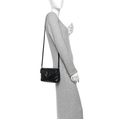 Saint Laurent Calfskin Toy Loulou Crossbody Bag Black