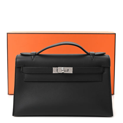 Hermes Swift Kelly Pochette Clutch Black