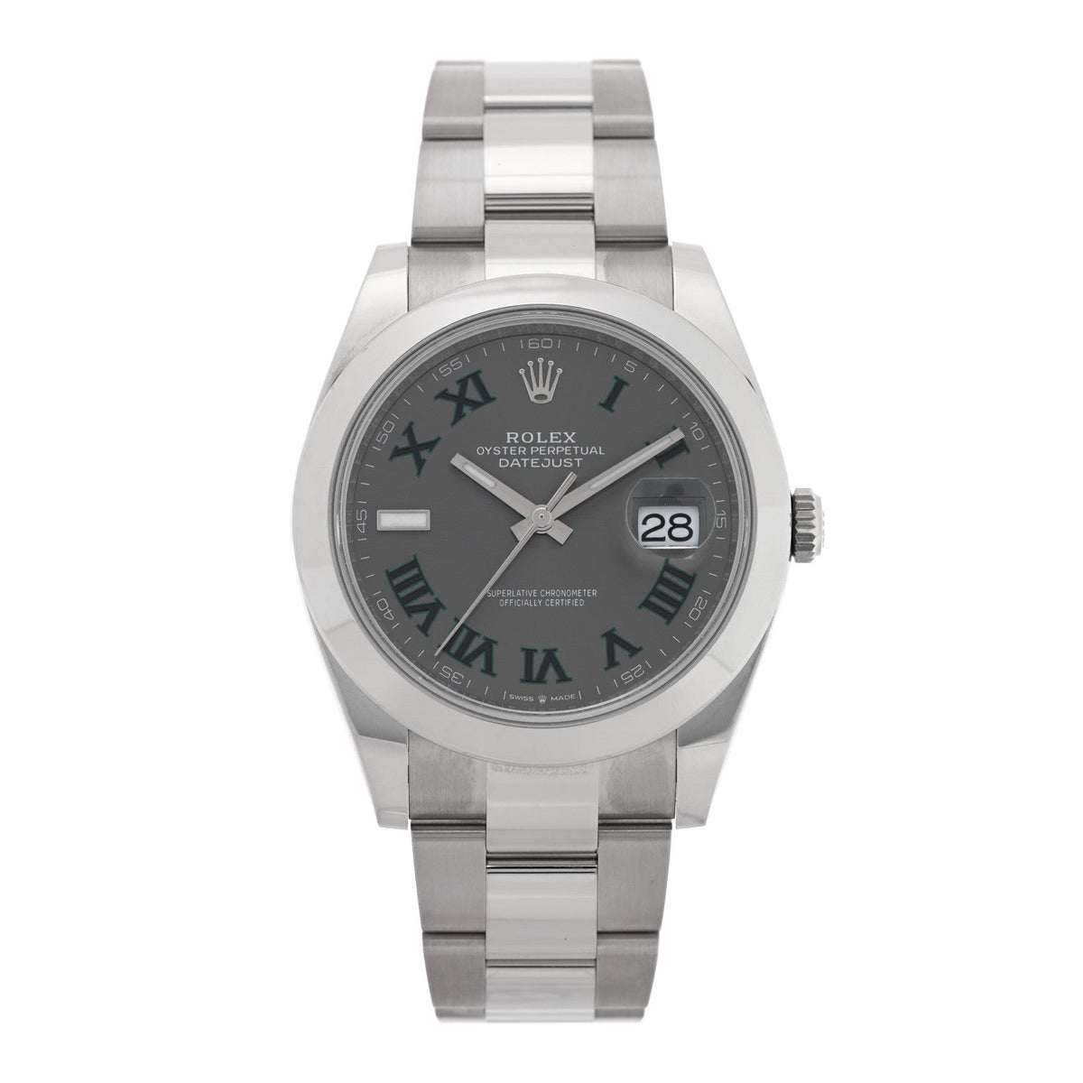 Rolex Stainless Steel 41mm Oyster Perpetual Datejust Watch Slate 126300
