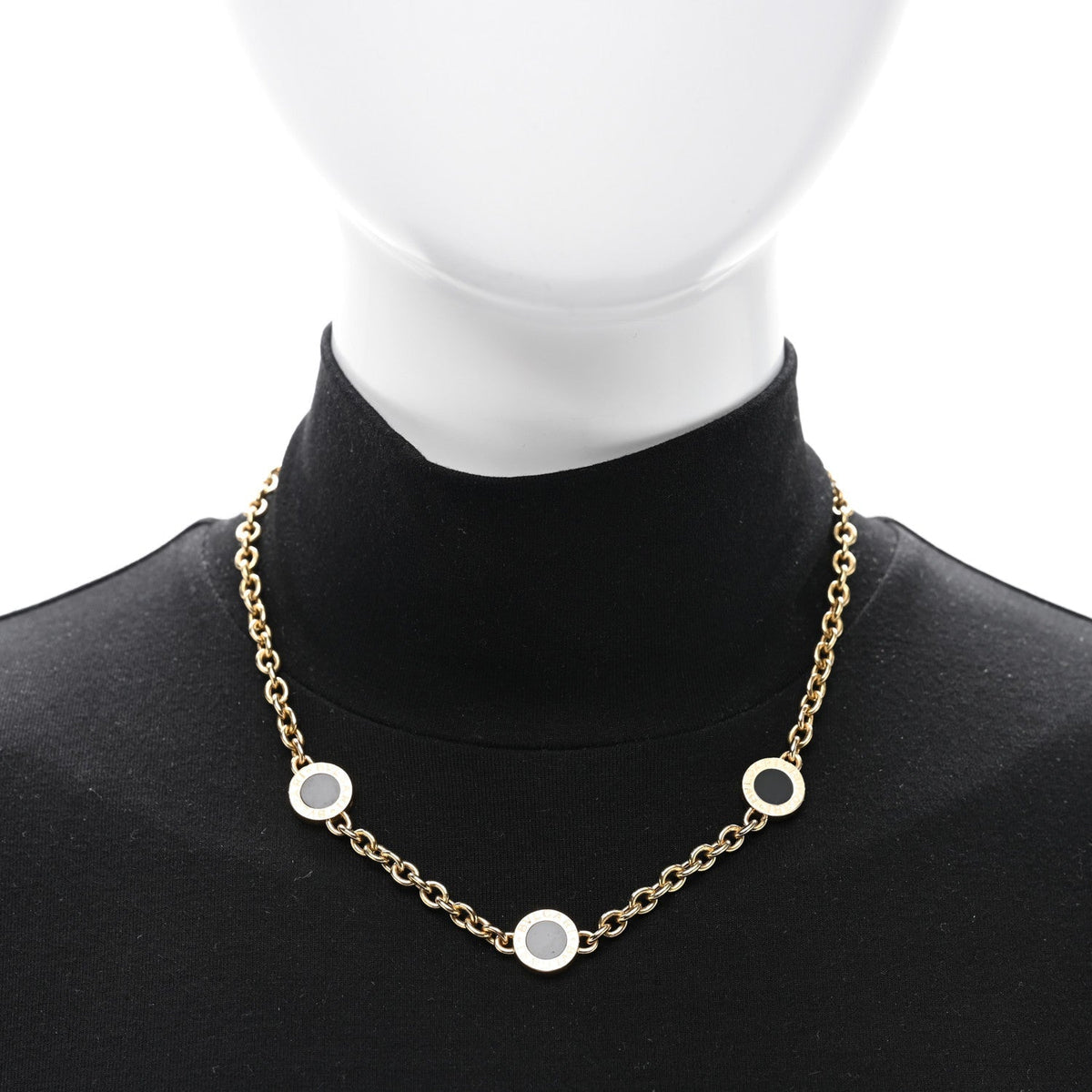 Bulgari 18K Yellow Gold Onyx BVLGARI BVLGARI Station Necklace
