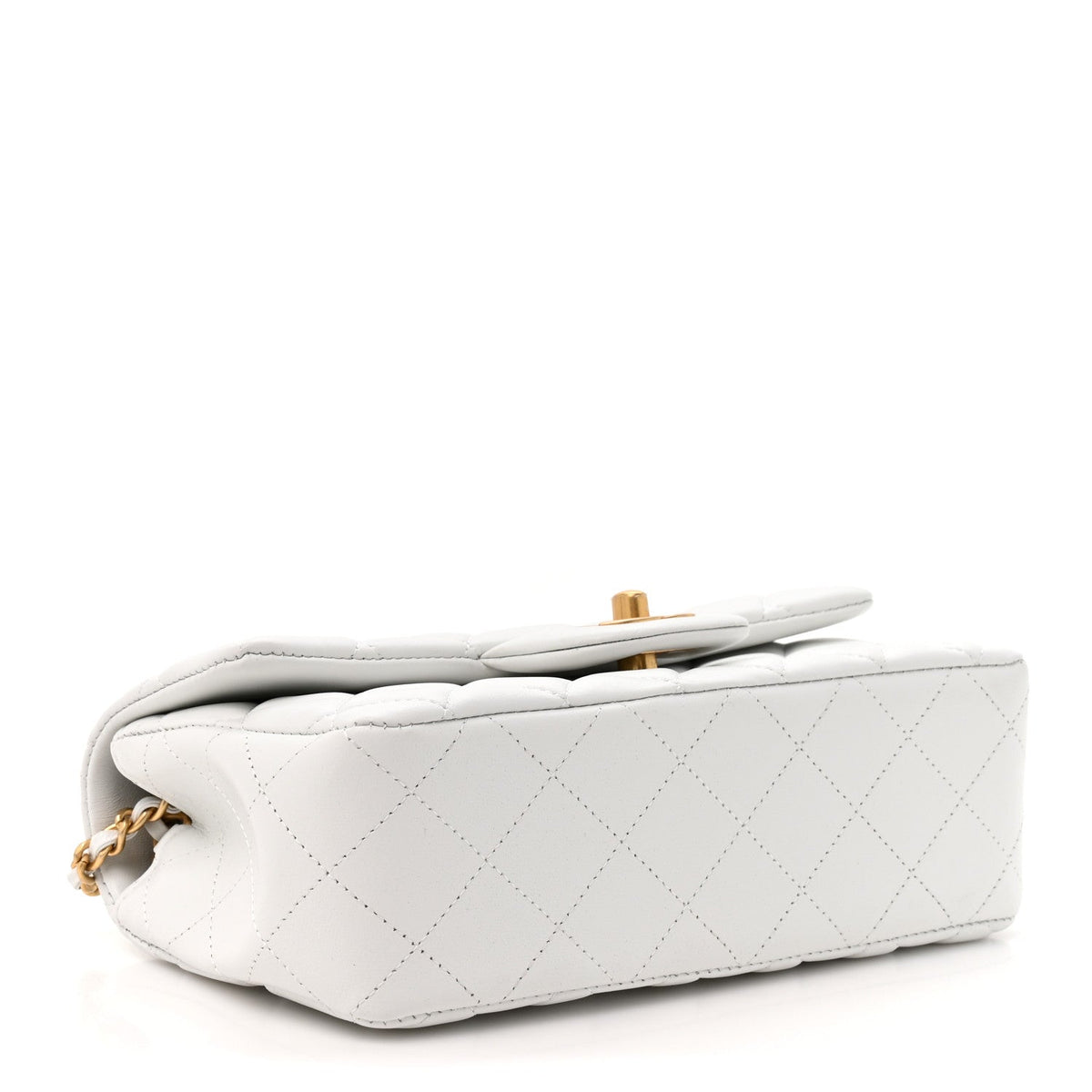 Chanel Lambskin Quilted Mini Rectangular Pearl Crush Flap White
