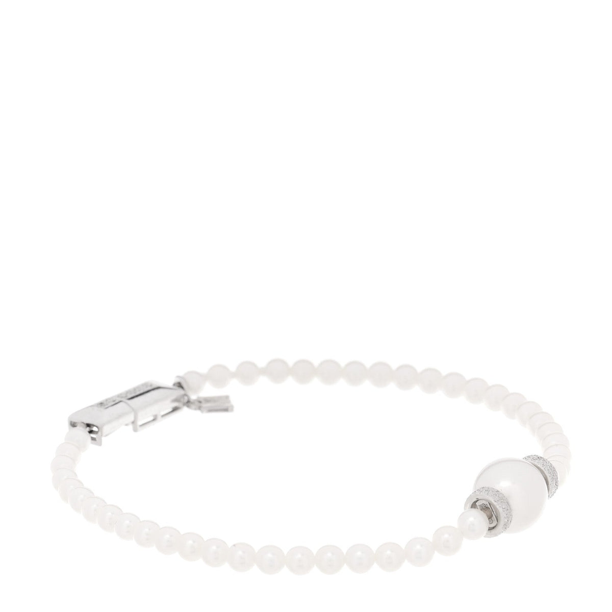 Mikimoto 18K White Gold Diamond Akoya Pearl 9.5mm Bracelet
