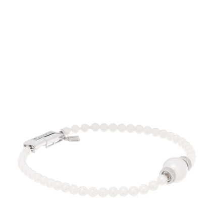 Mikimoto 18K White Gold Diamond Akoya Pearl 9.5mm Bracelet