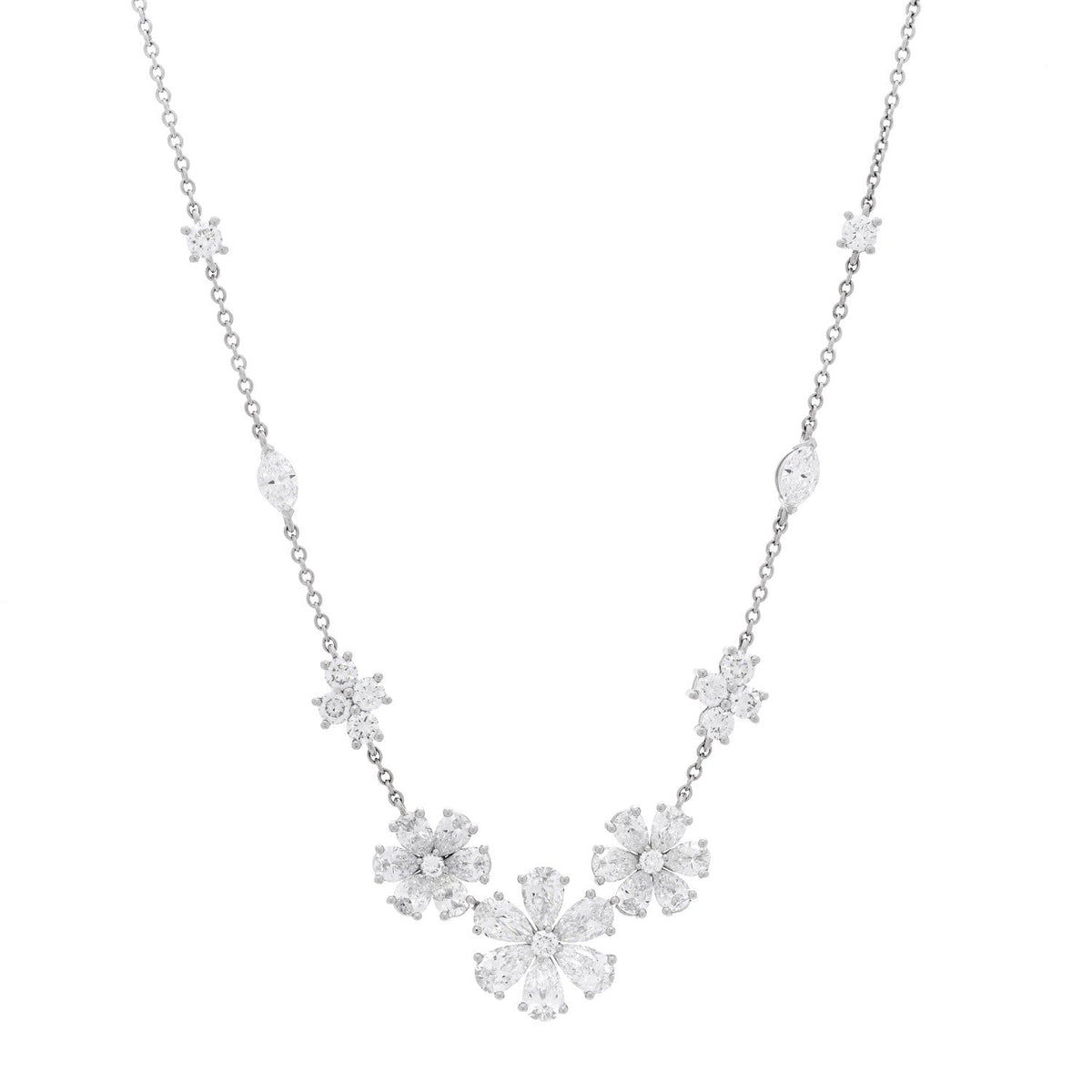 Harry Winston Platinum Diamond Forget-Me-Not Multi Motif Necklace
