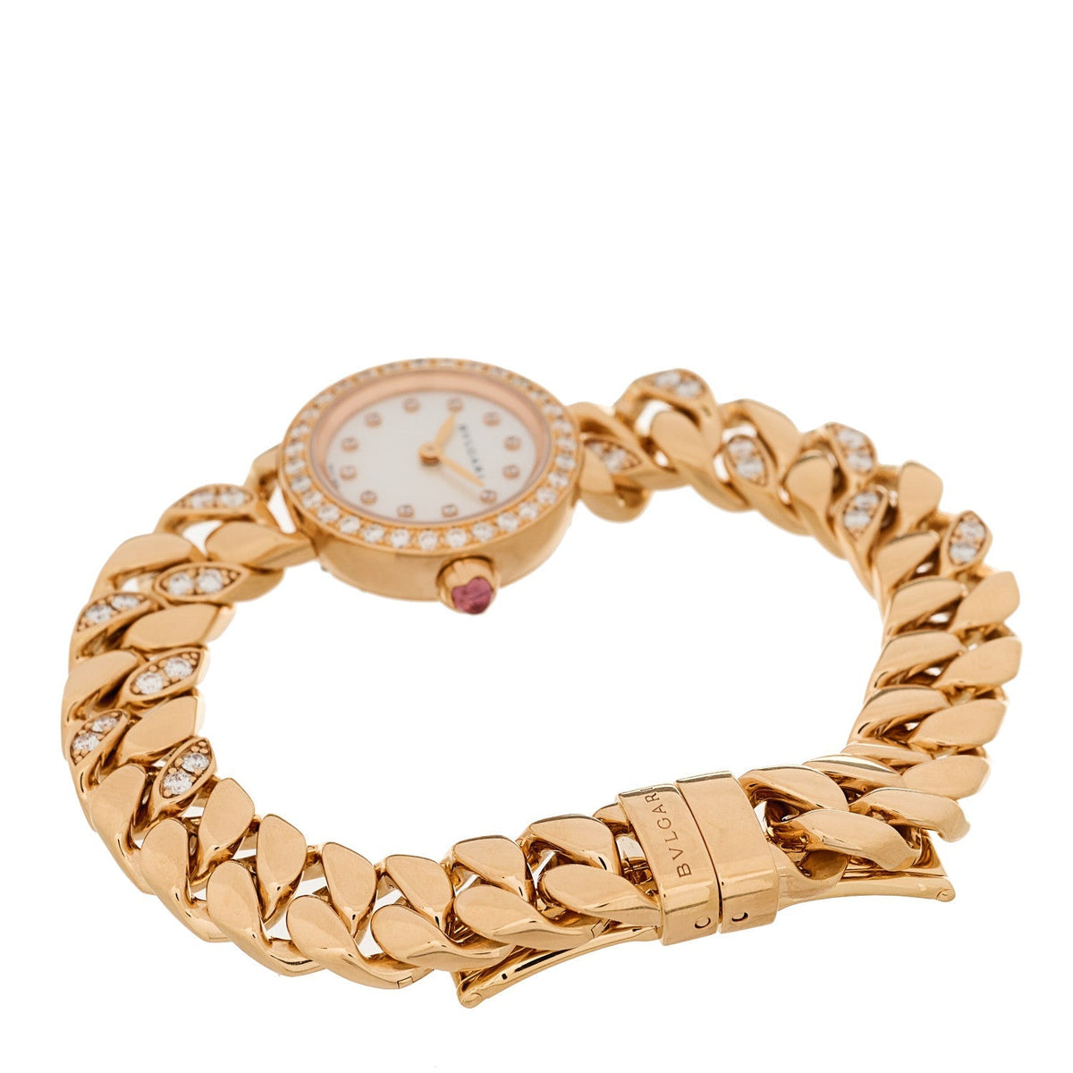 Bulgari 18K Rose Gold 22mm Piccola Catene Watch Mother of Pearl 1952427