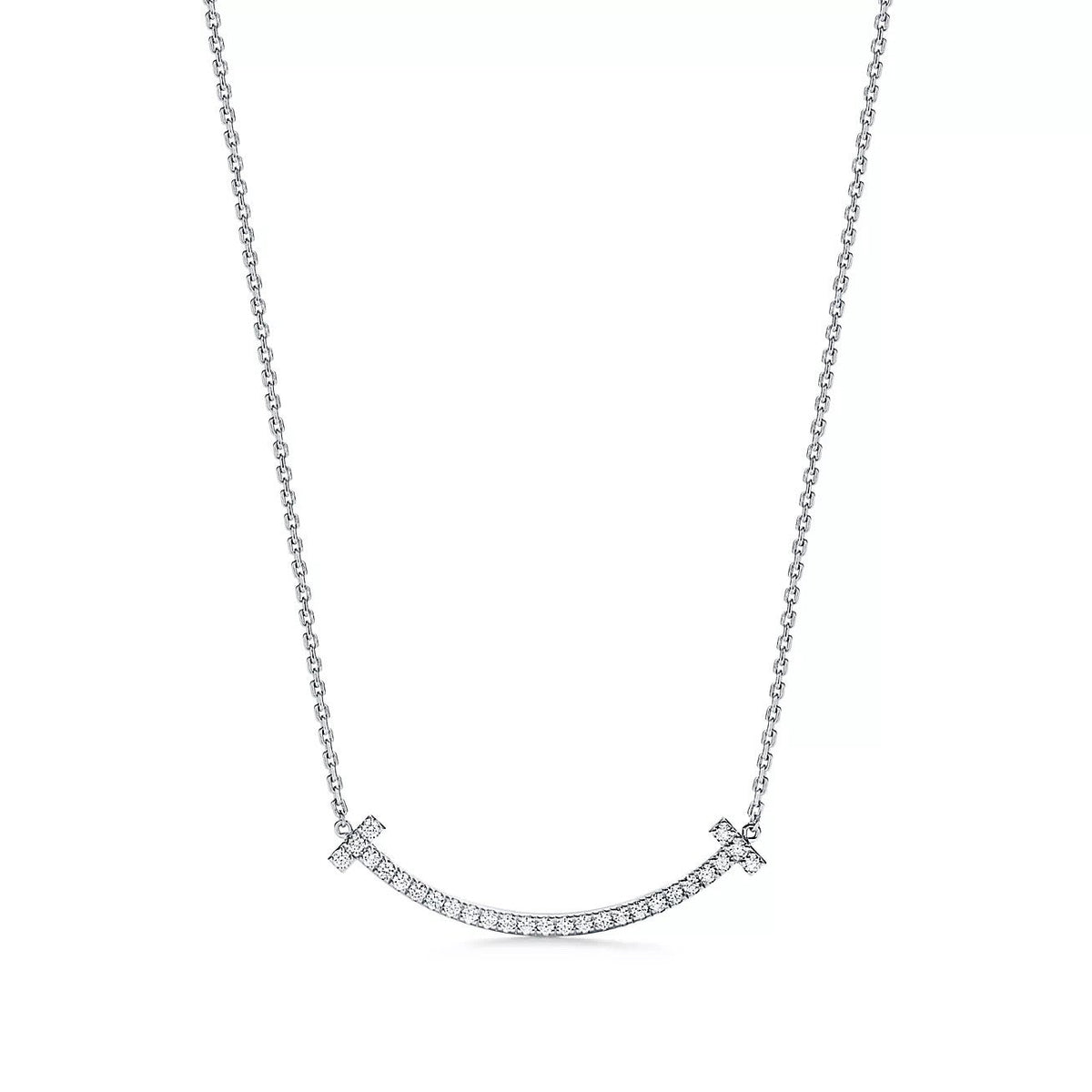 18K Gold Diamond Tiffany T Medium Smile Pendant