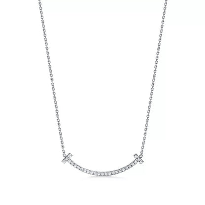 18K Gold Diamond Tiffany T Medium Smile Pendant