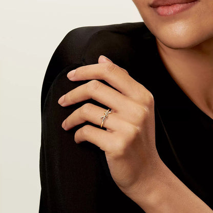 18K Gold Diamond Tiffany Knot Ring