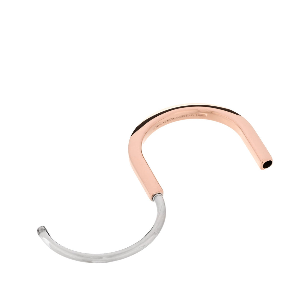 Tiffany 18K Rose White Gold Lock Bangle Bracelet
