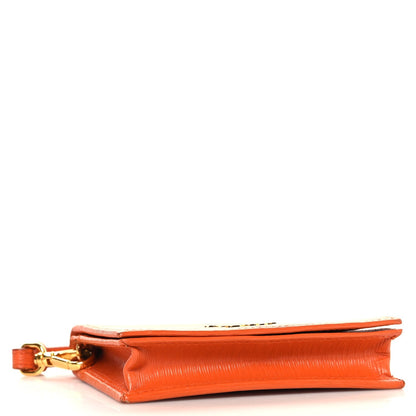 Prada Vitello Move Metal Wristlet Card Holder Papaya
