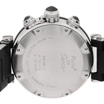 Cartier Stainless Steel Rubber 42mm Pasha Seatimer Watch Black