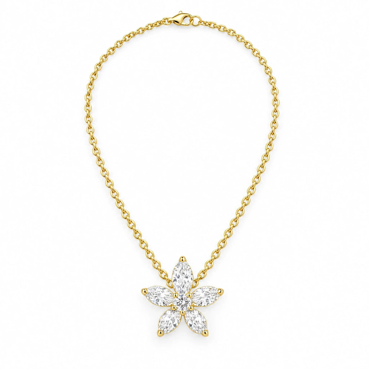 Fiora 18K Gold Plated 925 Sterling Silver Cubic Zirconia Necklace