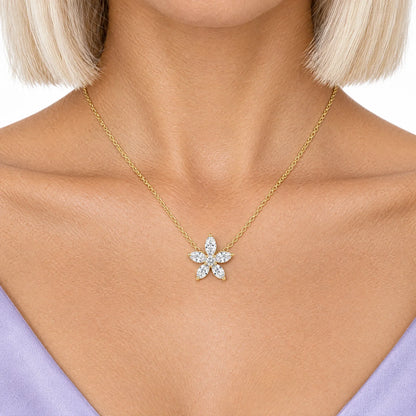 Fiora 18K Gold Plated 925 Sterling Silver Cubic Zirconia Necklace