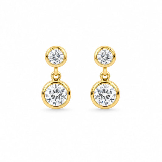 925 Sterling Silver 18K Gold Plated Cubic Zirconia Gemma Drop Earrings