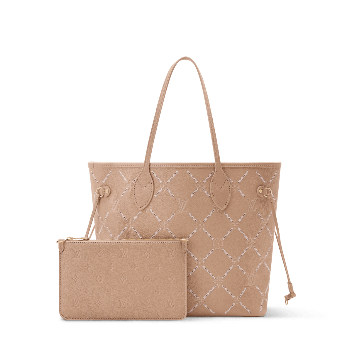 Women's Neverfull MM Hazelnut Monogram Empreinte Leather Tote Bag M29486