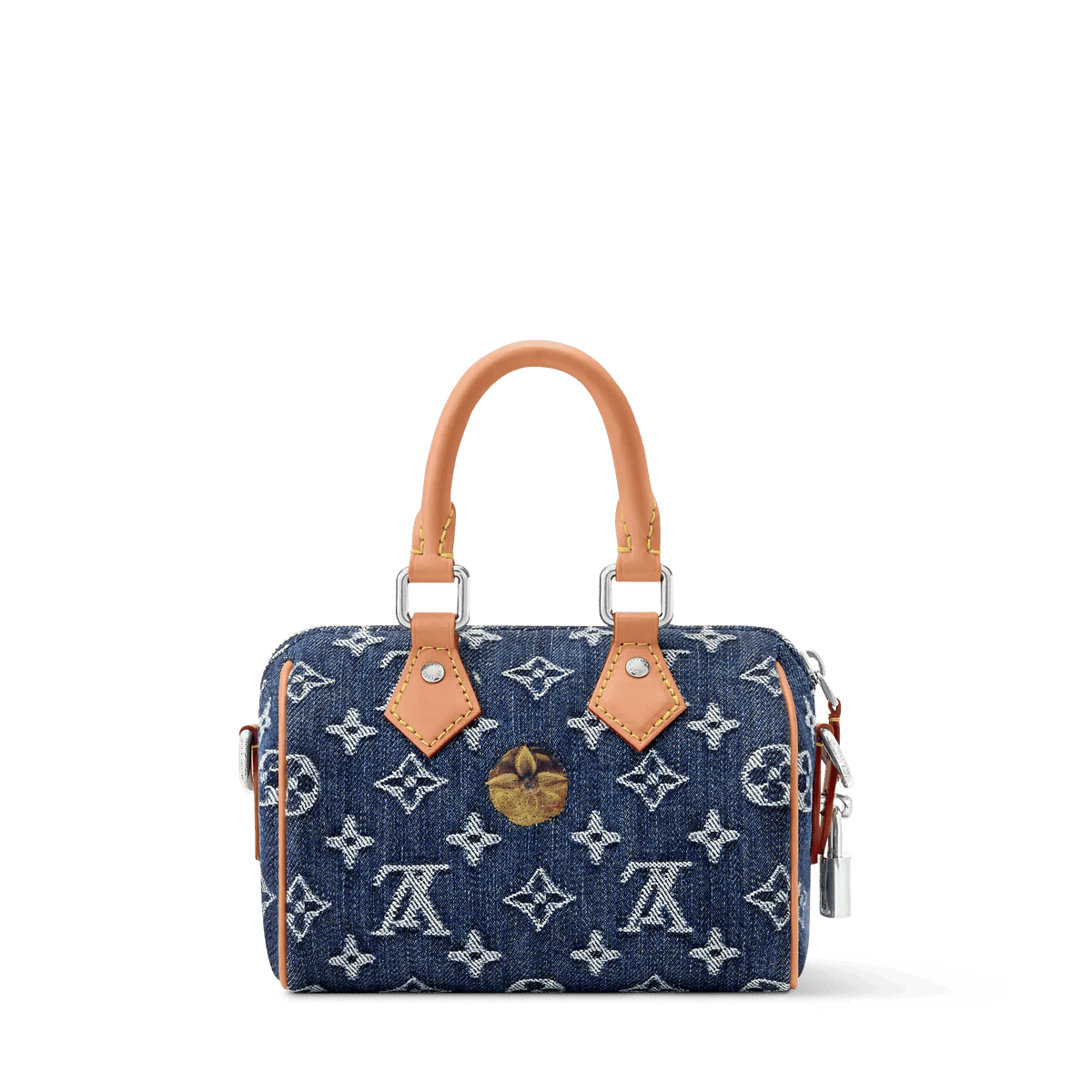 Speedy 18 Bandoulière Bag Monogram Flowers Denim