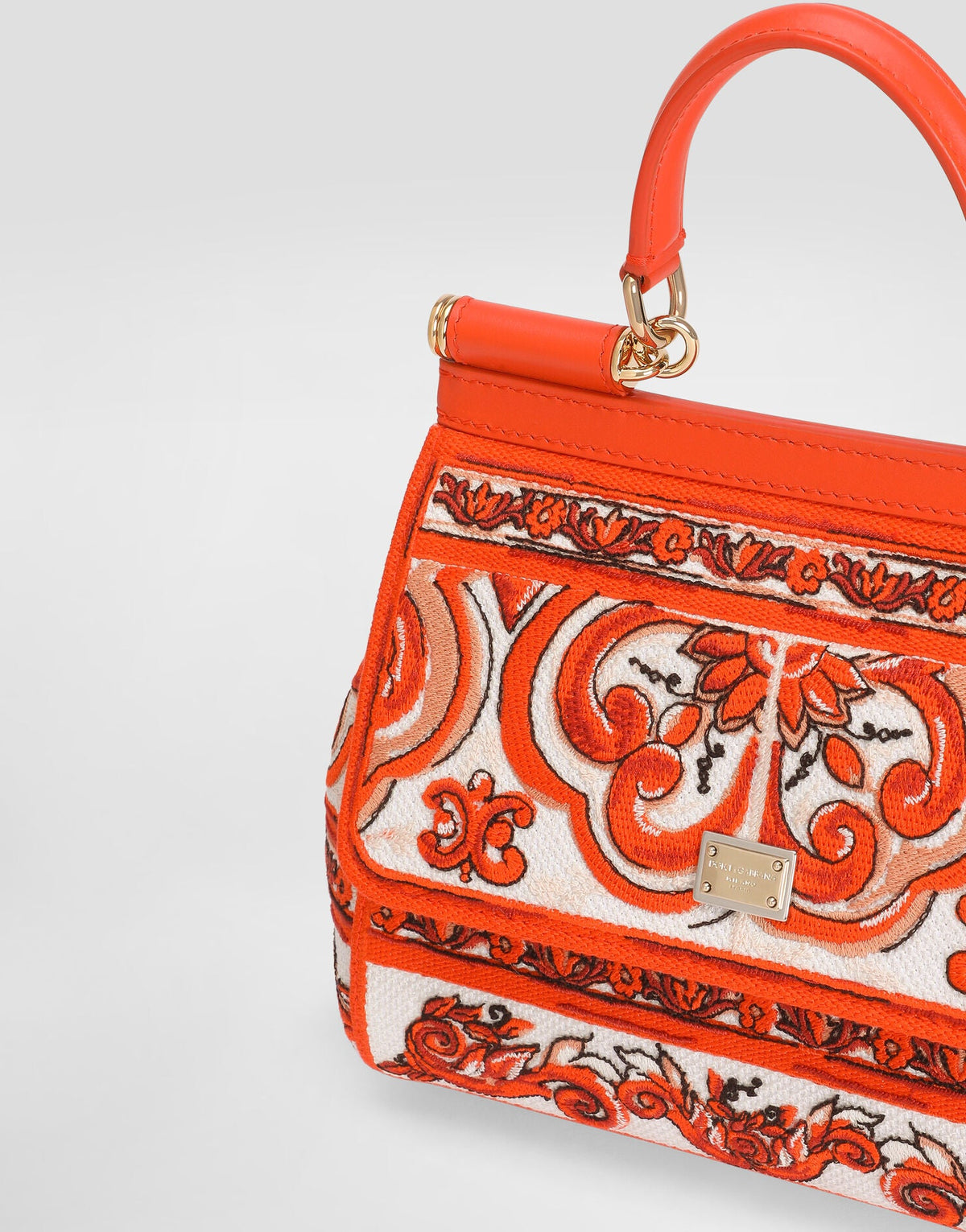 Small Sicily Handbag Leather Orange Gold-Toned Hardware