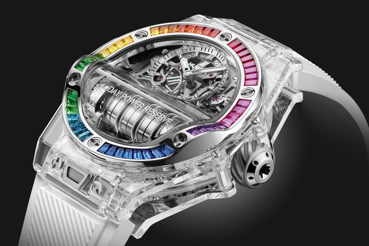 HB Big Bang MP-11 POWER RESERVE 14 DAYS SAPPHIRE RAINBOW Ref# 911.JX.0102.RW\\.4099