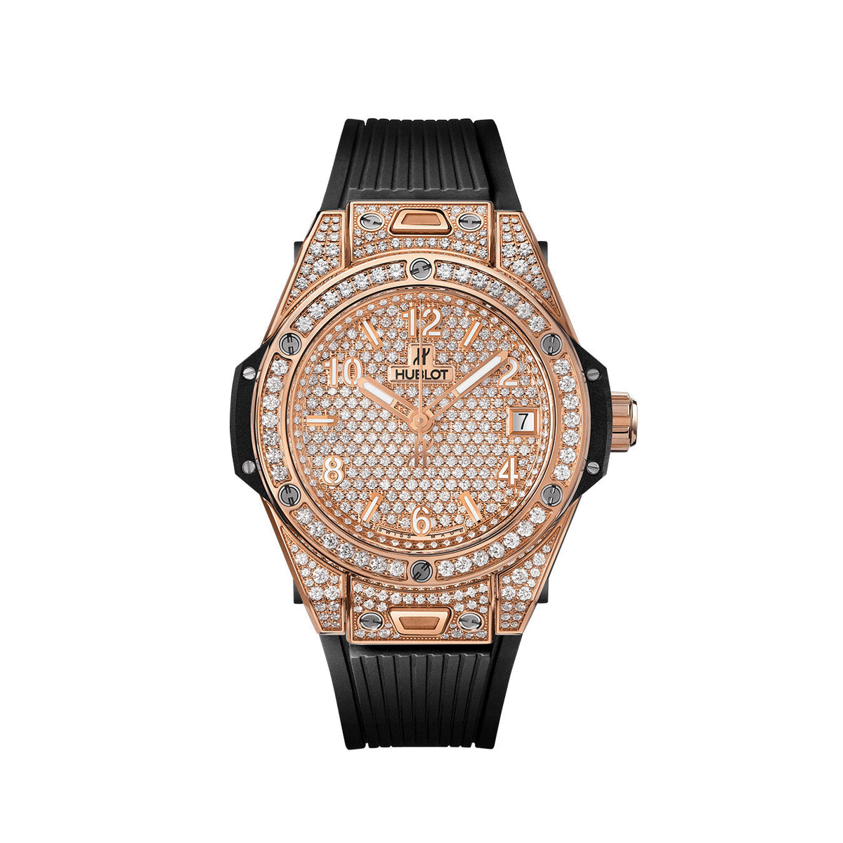 HB Big Bang ONE CLICK KING GOLD FULL PAVÉ Ref# 465.OX.9010.RX.1604