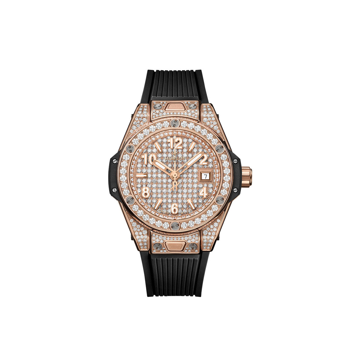 HB Big Bang ONE CLICK KING GOLD FULL PAVÉ Ref# 485.OX.9000.RX.1604