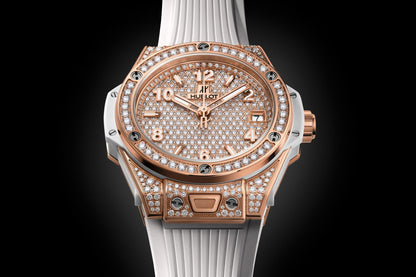HB Big Bang ONE CLICK KING GOLD WHITE FULL PAVÉ Ref# 465.OE.9010.RW\\.1604