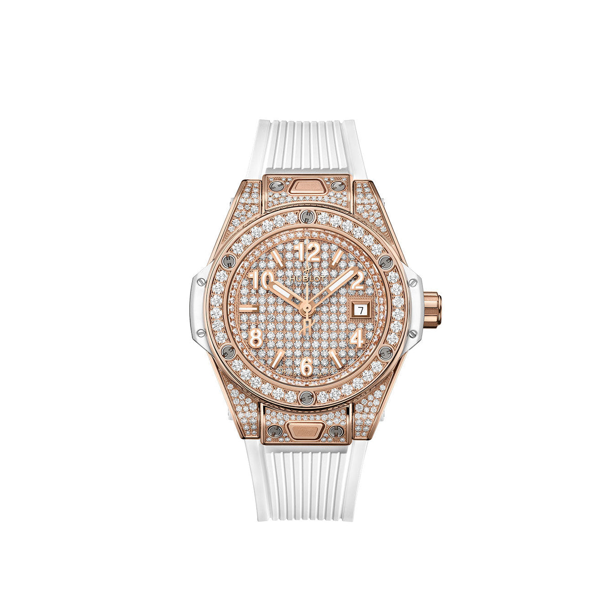 HB Big Bang ONE CLICK KING GOLD WHITE FULL PAVÉ Ref# 485.OE.9000.RW\\.1604