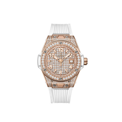 HB Big Bang ONE CLICK KING GOLD WHITE FULL PAVÉ Ref# 485.OE.9000.RW\\.1604