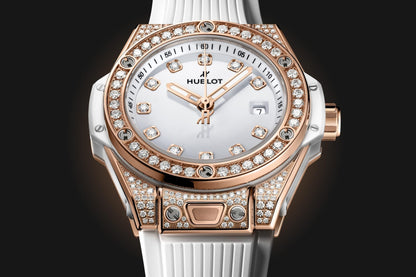 HB Big Bang ONE CLICK KING GOLD WHITE PAVÉ Ref# 485.OE.2210.RW\\.1604