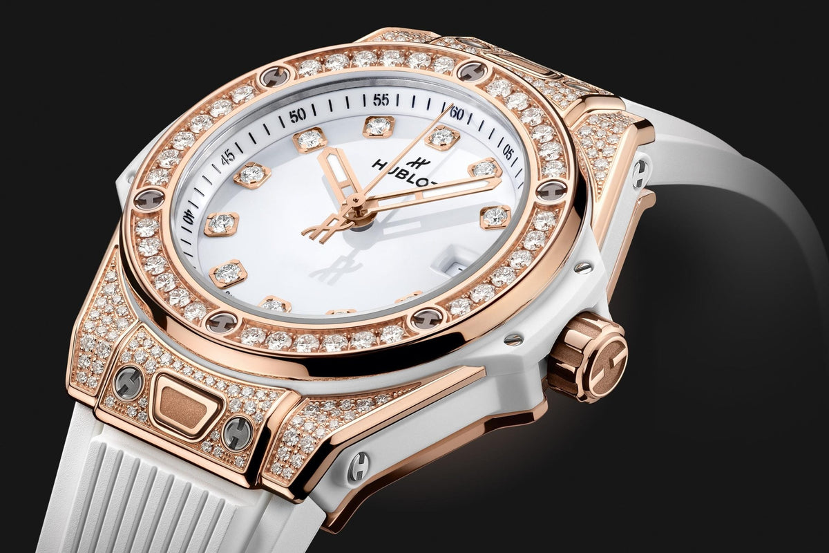 HB Big Bang ONE CLICK KING GOLD WHITE PAVÉ Ref# 485.OE.2210.RW\\.1604